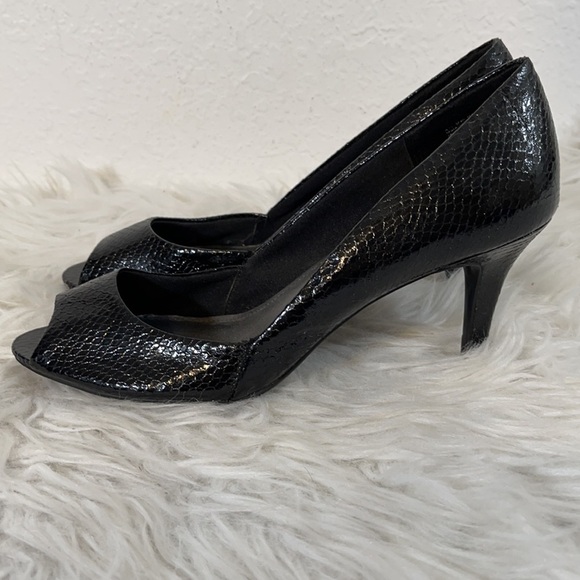 FIONI Reptile Design Open Toe Pumps Heels Size 8.5 - Picture 2 of 8